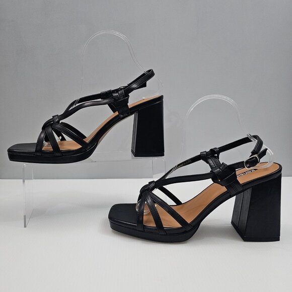 Kensie Leilany Platform Sandal Women 10 Black Strappy Block Heel Night Out 90s - Picture 2 of 15